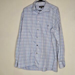 Ermenegildo Zegna Plaid Long Sleeve Button Down Shirt Men's L Old Money Business